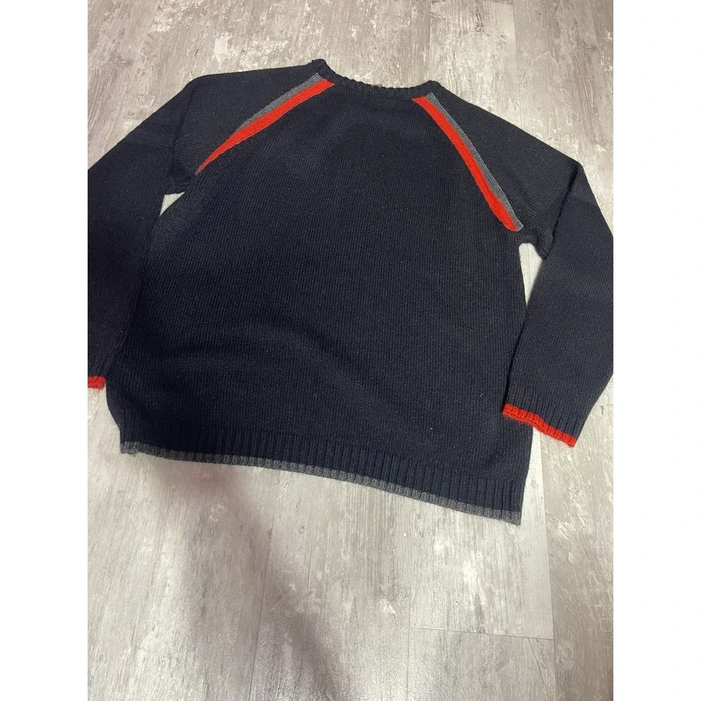 Y2K Vintage Ferruche Sweater Ribbed Raver Cyber Mall Black Men's XXL D0102‎